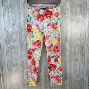 Polo‎ Ralph Lauren Floral Pants Size 2 Tropical Print Red Yellow Hibiscus flower